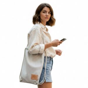 Nike Metallic Silver Mesh Drawstring Sack Sport String Unisex Backpack Bag